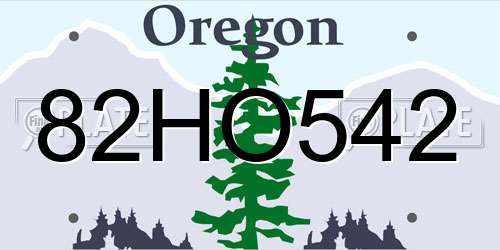 82HO542 Oregon License Plate