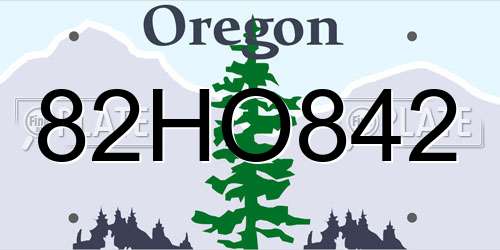 82HO842 Oregon License Plate