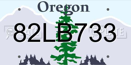 82LB733 Oregon License Plate