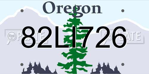 82LI726 Oregon License Plate