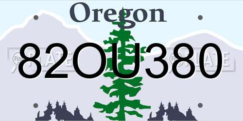 82OU380 Oregon License Plate