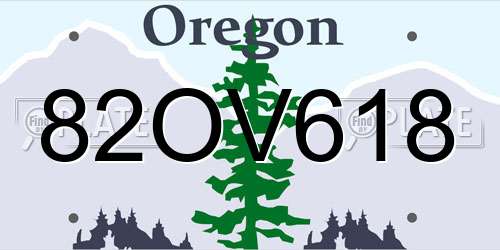 82OV618 Oregon License Plate