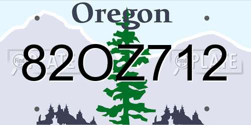 82OZ712 Oregon License Plate