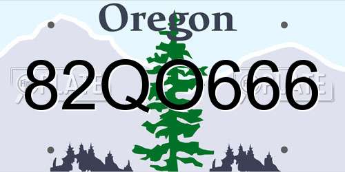 82QO666 Oregon License Plate