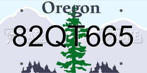 82QT665 Oregon License Plate