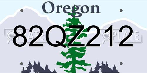 82QZ212 Oregon License Plate