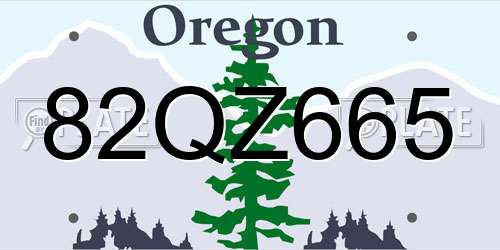 82QZ665 Oregon License Plate