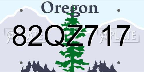 82QZ717 Oregon License Plate