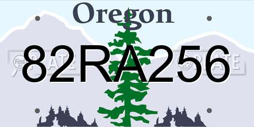 82RA256 Oregon License Plate