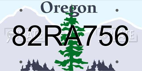 82RA756 Oregon License Plate