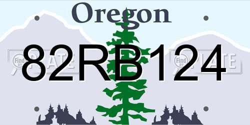 82RB124 Oregon License Plate