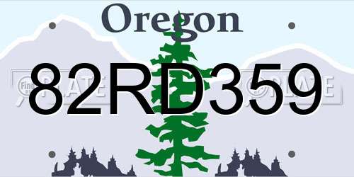 82RD359 Oregon License Plate