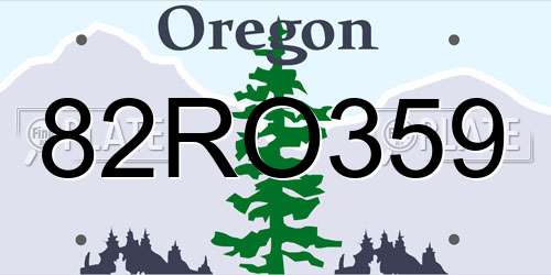 82RO359 Oregon License Plate