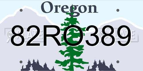82RO389 Oregon License Plate