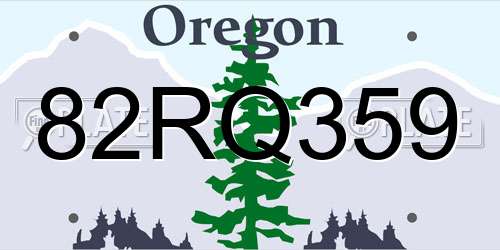 82RQ359 Oregon License Plate