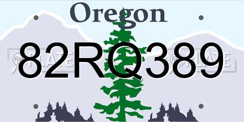 82RQ389 Oregon License Plate