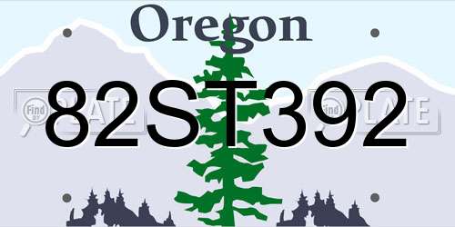 82ST392 Oregon License Plate