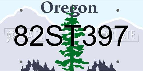 82ST397 Oregon License Plate