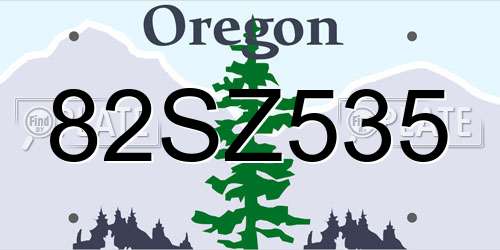 82SZ535 Oregon License Plate