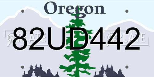 82UD442 Oregon License Plate
