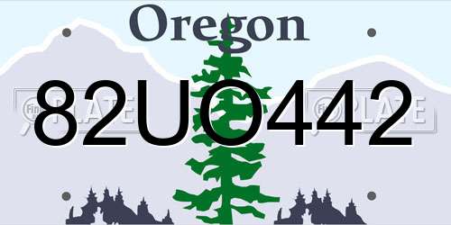 82UO442 Oregon License Plate