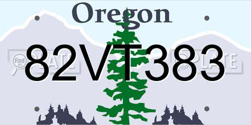 82VT383 Oregon License Plate