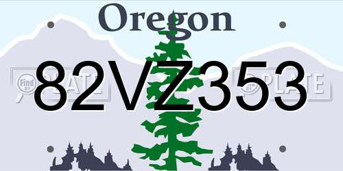 82VZ353 Oregon License Plate