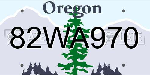 82WA970 Oregon License Plate