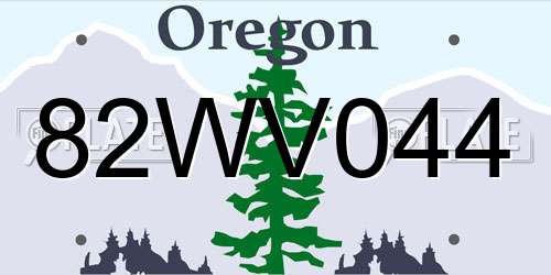 82WV044 Oregon License Plate