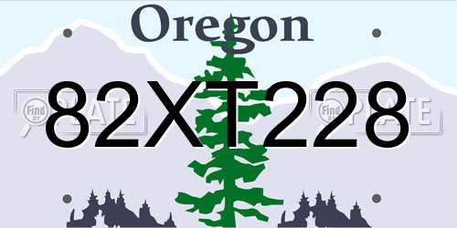 82XT228 Oregon License Plate