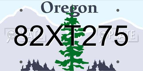 82XT275 Oregon License Plate