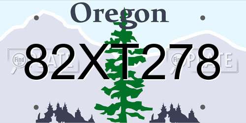 82XT278 Oregon License Plate