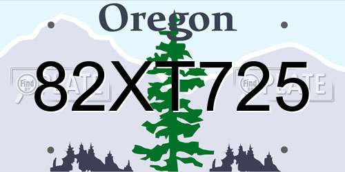 82XT725 Oregon License Plate