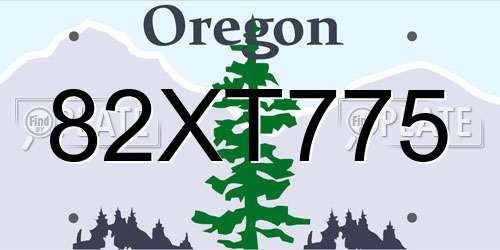 82XT775 Oregon License Plate