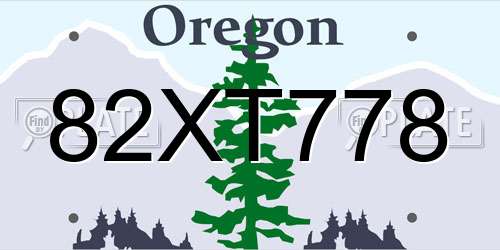 82XT778 Oregon License Plate