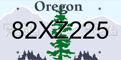 82XZ225 Oregon License Plate
