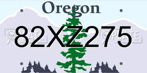 82XZ275 Oregon License Plate