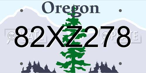 82XZ278 Oregon License Plate