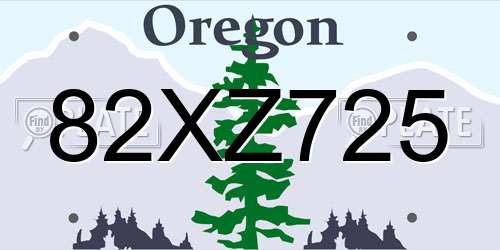 82XZ725 Oregon License Plate