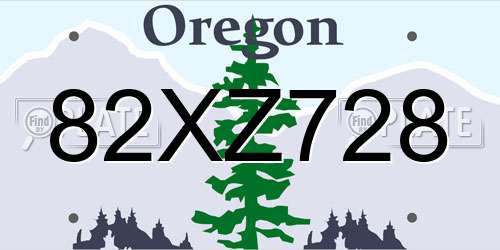 82XZ728 Oregon License Plate