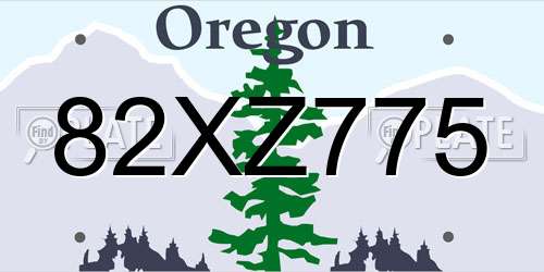 82XZ775 Oregon License Plate