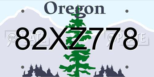 82XZ778 Oregon License Plate