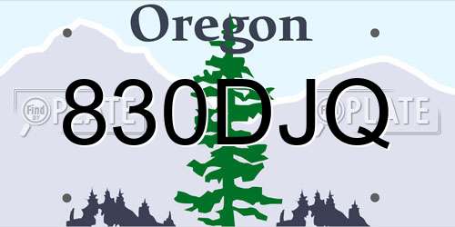 830DJQ Oregon License Plate