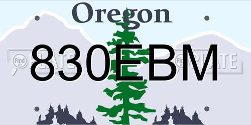 830EBM Oregon License Plate