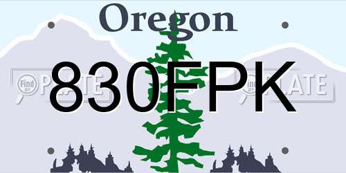 830FPK Oregon License Plate