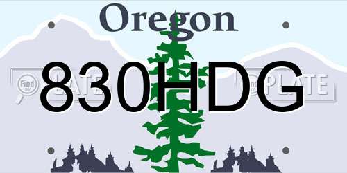 830HDG Oregon License Plate