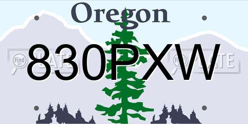 830PXW Oregon License Plate