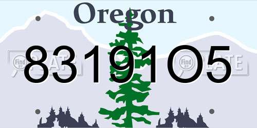 83191O5 Oregon License Plate