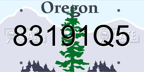 83191Q5 Oregon License Plate