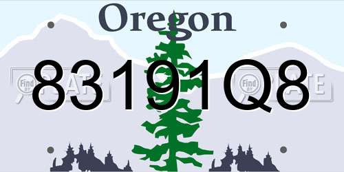 83191Q8 Oregon License Plate
